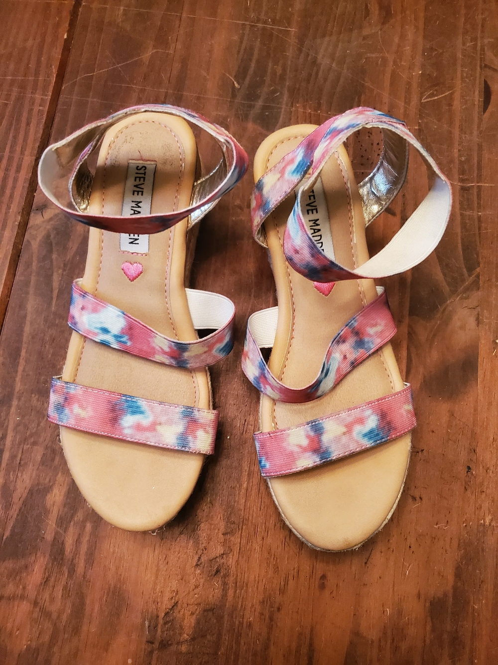 Steve Madden Pink Blue Tie-Dye Strap Kids Sandals